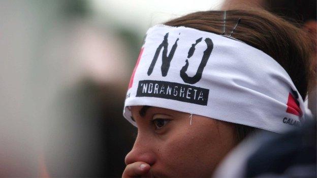 A woman an an anti-Ndrangheta protest 2010