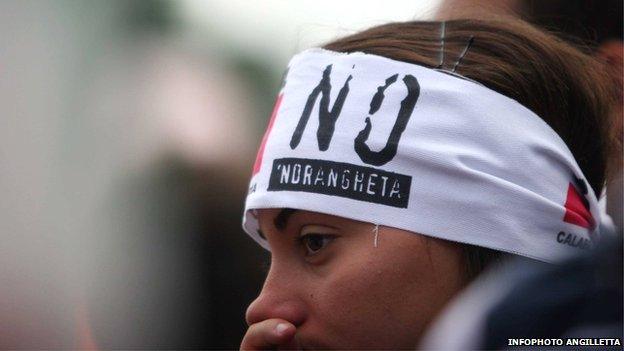 A woman an an anti-Ndrangheta protest 2010