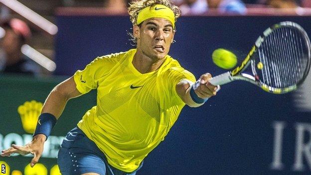 Rafael Nadal in action during his semi-final victory over Novak Djokovic