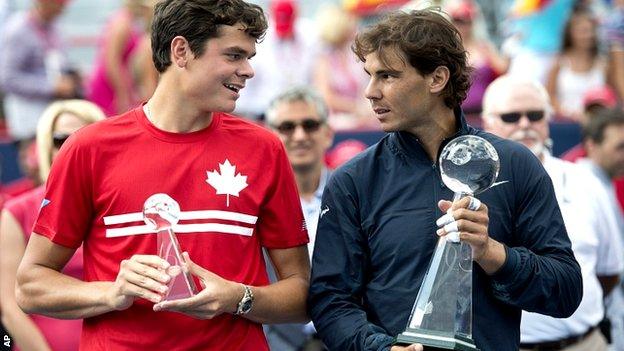 Milos Raonic and Rafael Nadal