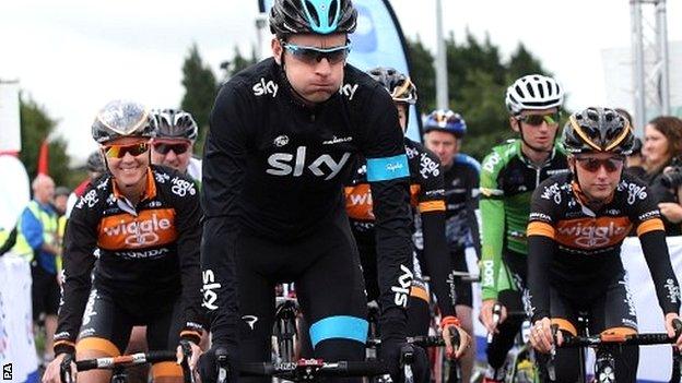 Sir Bradley Wiggins at a Ride With Brad charity event in Lancashire