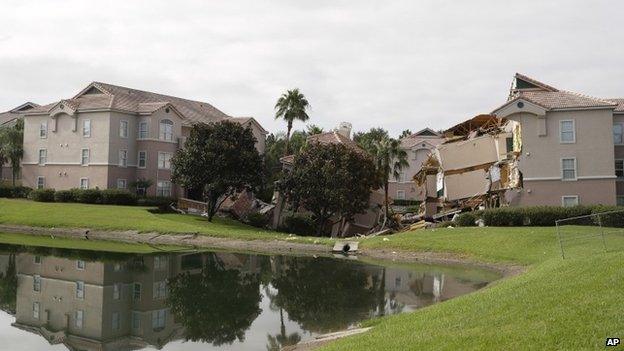 Hotel building over sinkhole in Clermont, Florida, on 12 August 2013