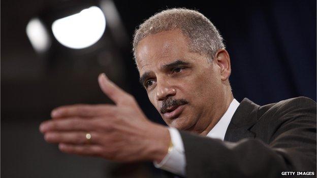 Attorney General Eric Holder gives a speech