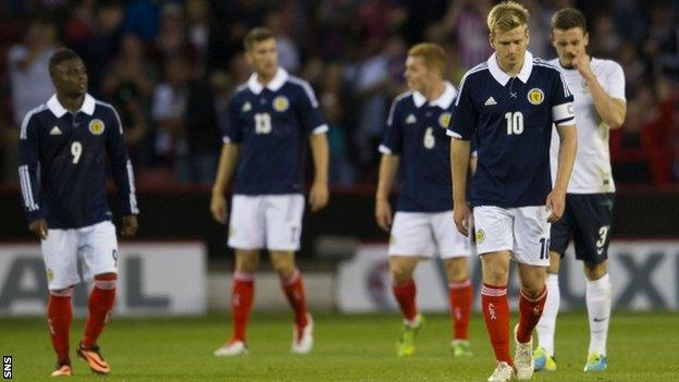 Scotland captain Stuart Armstrong is despondent at Bramall Lane