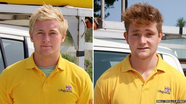 Lifeguards Max Moore (left) and George Griffin