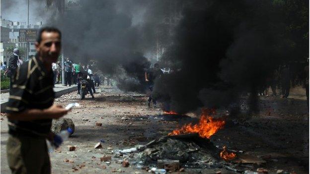 Supporters of Egypt's ousted President Mohammed Morsi in the eastern Nasr City