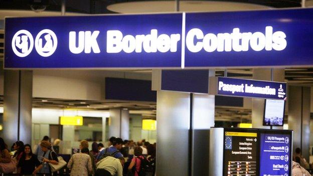 UK border controls at an airport