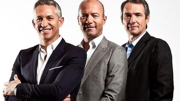 Gary Lineker (left), Alan Shearer (Centre), and Alan Hansen