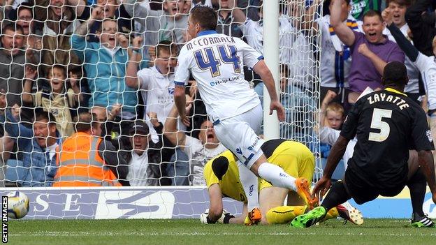 Ross McCormack scores for Leeds against Sheffield Wednesday