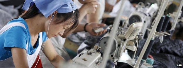 Workers at a factory in China