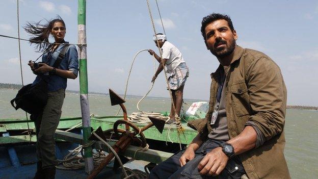 Actors John Abraham and Nargis Fakhri in a still from Madras Cafe