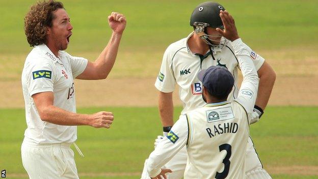 Ryan Sidebottom celebrates