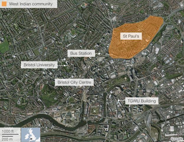 Map of key points in Bristol