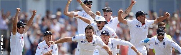 England celebrate victory at Trent Bridge