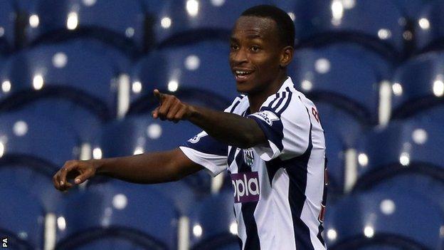 Saido Berahino celebrates at the Hawthorns