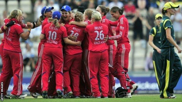 England women's cricket team celebrate Ashes win