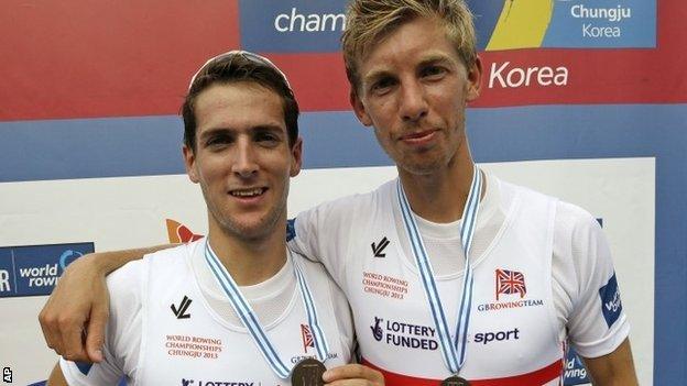 British rowers Sam Scrimgeour and Mark Aldred