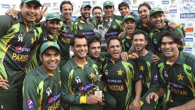 Pakistan with the one-day series trophy