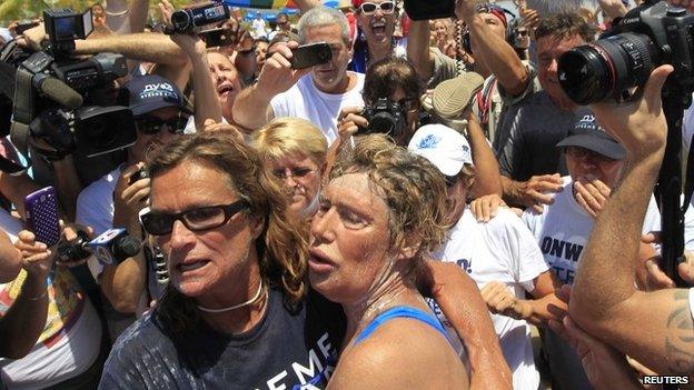 Diana Nyad on the beach in Key West, Florida, on 2 September 2013