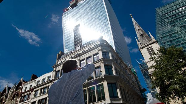 Light reflected from the Walkie Talkie building in City of London