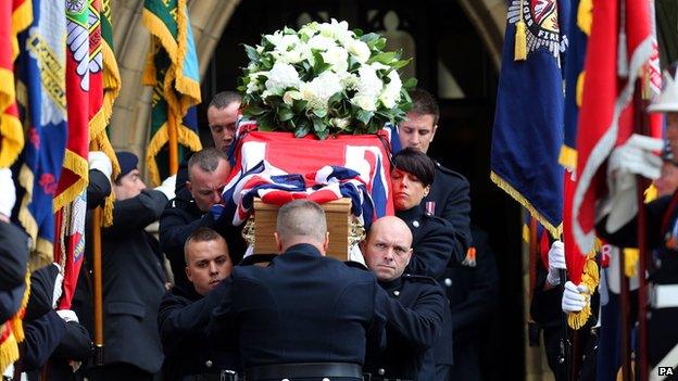 Colleagues from Philips Park Blue Watch carried the coffin