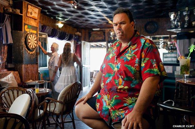 Simon in his Caribbean themed bar on Fuengirola beachfront
