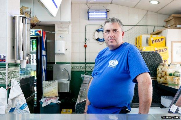 Sean in his fish and chip shop
