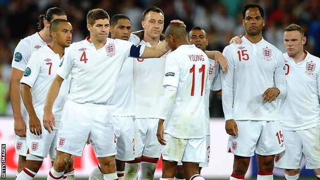 England lost on penalties in the quarter-finals of Euro 2012