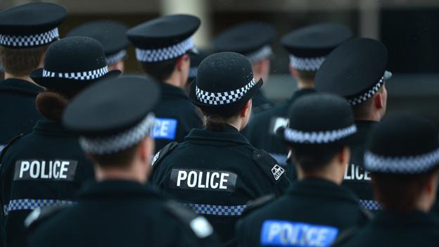 Police officers standing in ranks