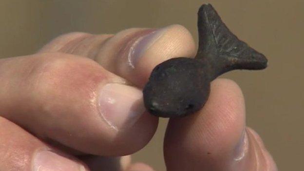 Dolphin artefact found at Barber's Point, Aldeburgh