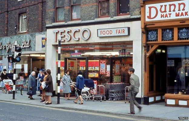 A Tesco store pictured in the 1960s/70s