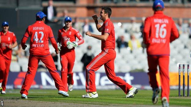 Ravi Bopara, Steve Finn and Eoin Morgan