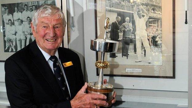 Jim Parks, with the trophy, 50 years on