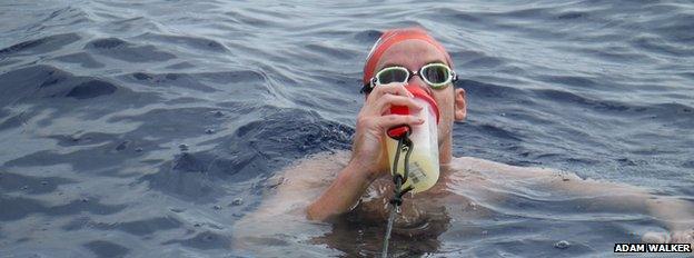 Adam Walker, during his swim in Japan