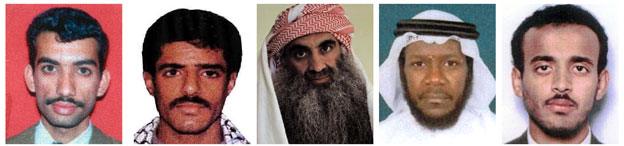 Ali Abd al-Aziz Ali, Waleed bin Attash, Khalid Sheikh Mohammed, Mustafa Ahmad al-Hawsawi and Ramzi Binalshibh