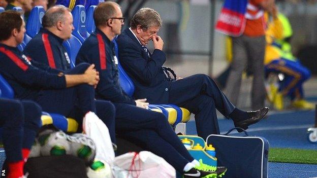 England manager Roy Hodgson endured a testing night in the Ukraine