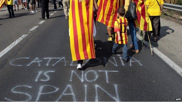 Slogan daubed on road in Alcanar