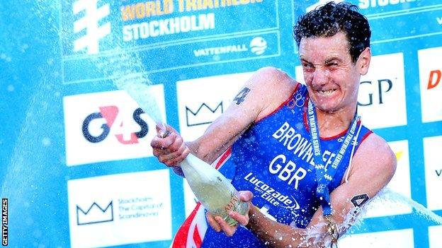 Jonny Brownlee celebrates