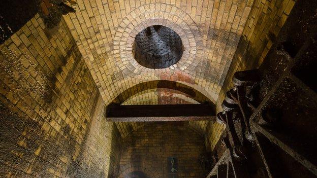 The ceiling of the Victorian sewer