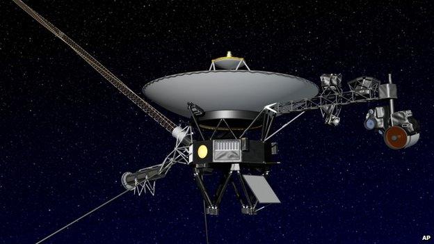 An artist rendering of NASA's Voyager 1 spacecraft in space