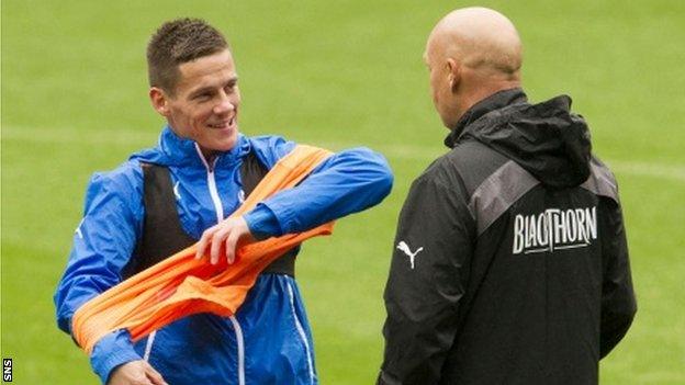 Ian Black (left) in training with Rangers