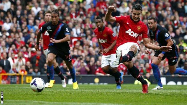 Robin van Persie scores from the spot for Manchester United against Crystal Palace