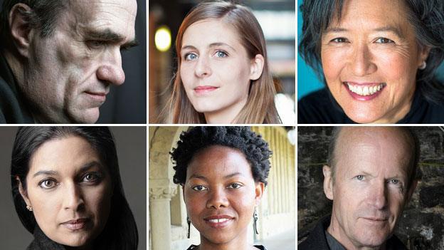 On the shortlist: (clockwise from top left): Colm Toibin, Eleanor Catton, Ruth Ozeki, Jim Crace, NoViolet Bulawayo, Jhumpa Lahiri