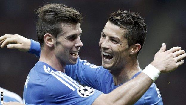 Real Madrid's Gareth Bale (left) and Cristiano Ronaldo