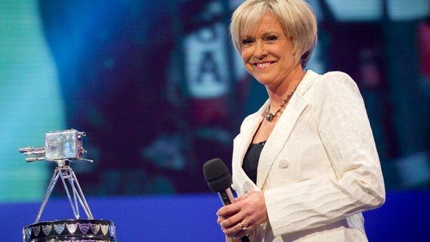 Sue Barker with Sports Personality trophy