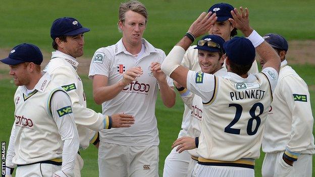 Yorkshire celebrate against Middlesex