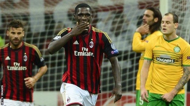 Cristian Zapata celebrates scoring against Celtic