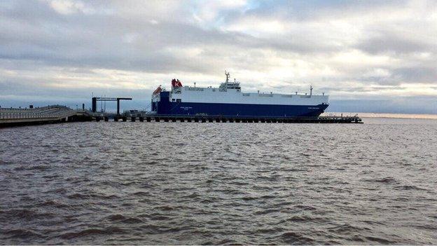 Boat at new Grimsby docks jetty