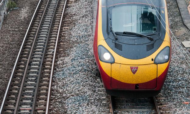 Virgin train arriving at Euston