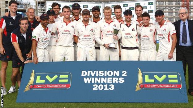 Lancashire celebrate the Division Two title